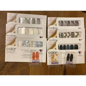 Color Street Lot Of 6 Sets Glitter Design Nail Polish‎ Strips and 3 Twosies